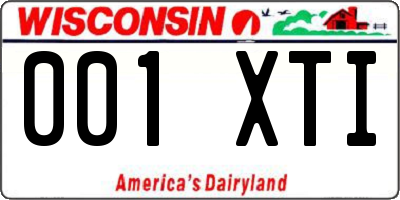 WI license plate 001XTI