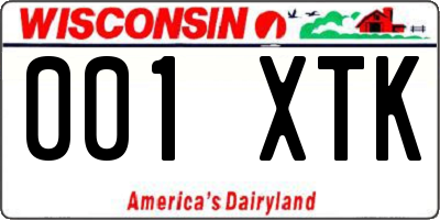 WI license plate 001XTK