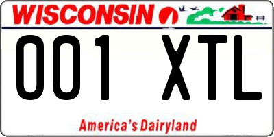 WI license plate 001XTL