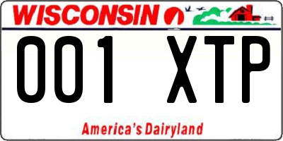 WI license plate 001XTP