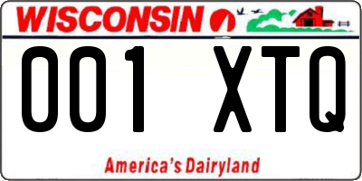 WI license plate 001XTQ