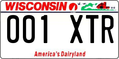 WI license plate 001XTR