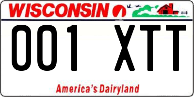 WI license plate 001XTT