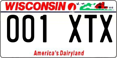 WI license plate 001XTX