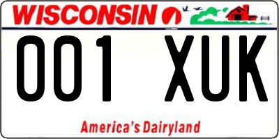 WI license plate 001XUK