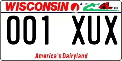 WI license plate 001XUX