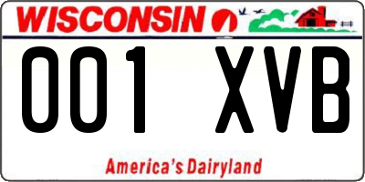 WI license plate 001XVB