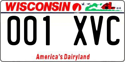 WI license plate 001XVC