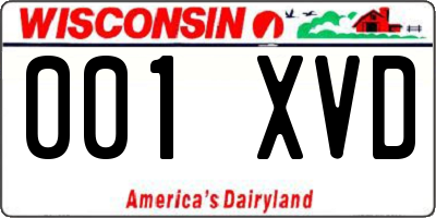 WI license plate 001XVD
