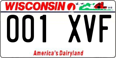 WI license plate 001XVF