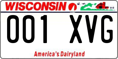 WI license plate 001XVG