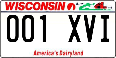 WI license plate 001XVI