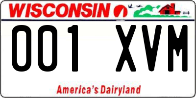 WI license plate 001XVM
