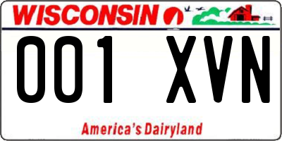 WI license plate 001XVN