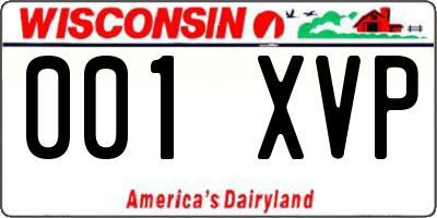 WI license plate 001XVP