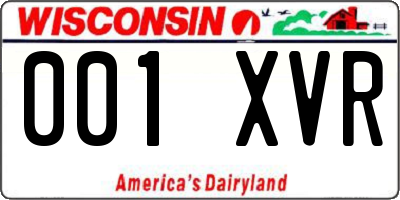 WI license plate 001XVR