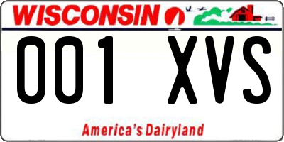 WI license plate 001XVS
