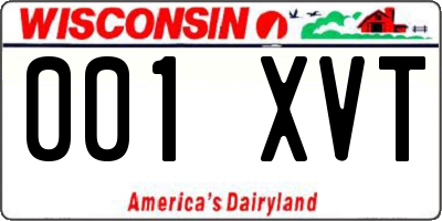 WI license plate 001XVT