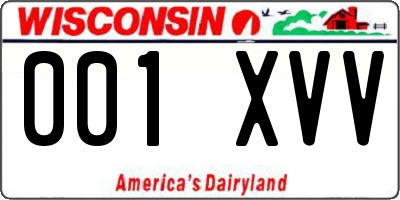 WI license plate 001XVV
