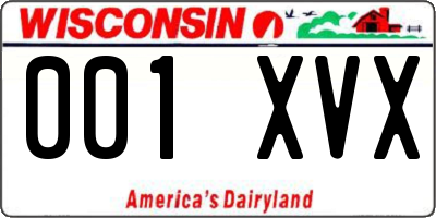 WI license plate 001XVX