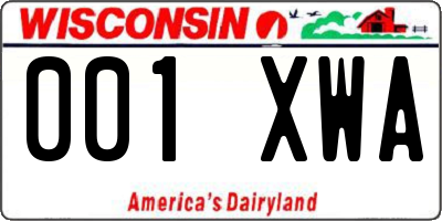 WI license plate 001XWA