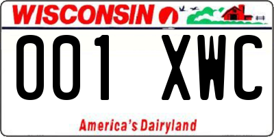 WI license plate 001XWC