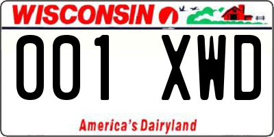WI license plate 001XWD