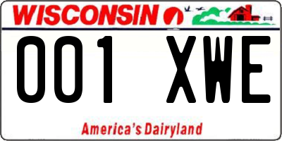WI license plate 001XWE