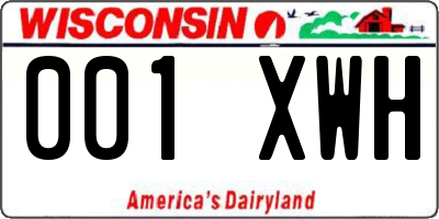 WI license plate 001XWH