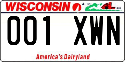 WI license plate 001XWN