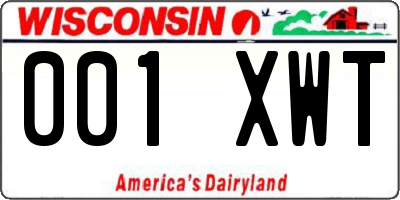 WI license plate 001XWT