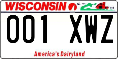 WI license plate 001XWZ