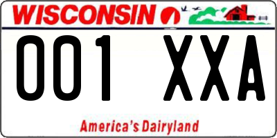 WI license plate 001XXA