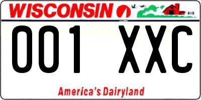 WI license plate 001XXC