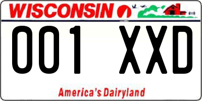 WI license plate 001XXD