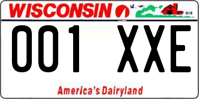 WI license plate 001XXE
