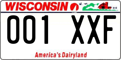 WI license plate 001XXF