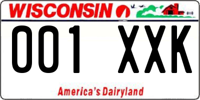 WI license plate 001XXK