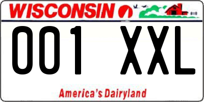 WI license plate 001XXL