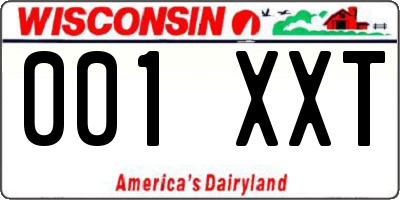 WI license plate 001XXT