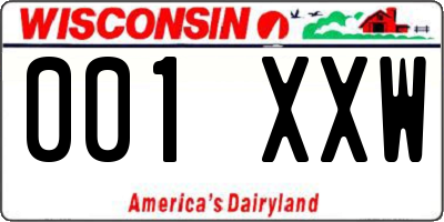 WI license plate 001XXW