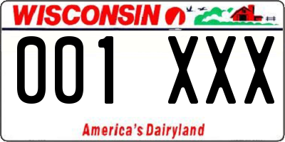 WI license plate 001XXX