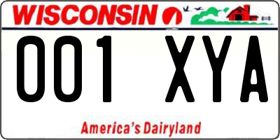 WI license plate 001XYA