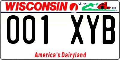 WI license plate 001XYB