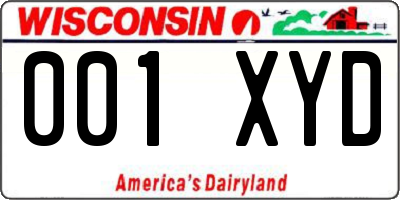 WI license plate 001XYD