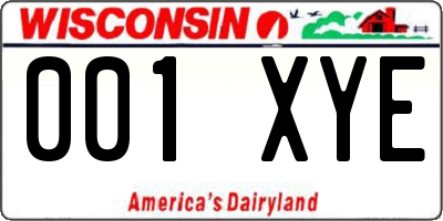 WI license plate 001XYE