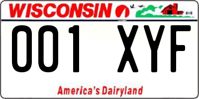 WI license plate 001XYF