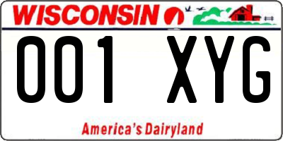 WI license plate 001XYG