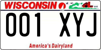 WI license plate 001XYJ