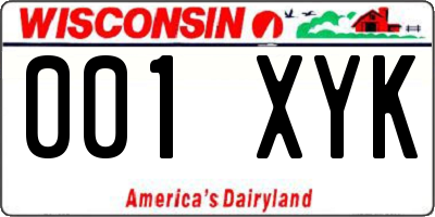 WI license plate 001XYK
